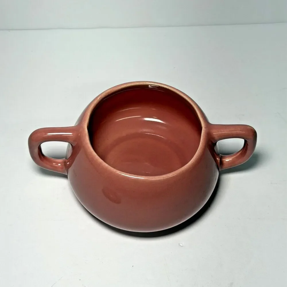 Vintage Bauer Pottery Brusche Al Fresco Sugar Bowl/Lid In Light Pink Unique HTF